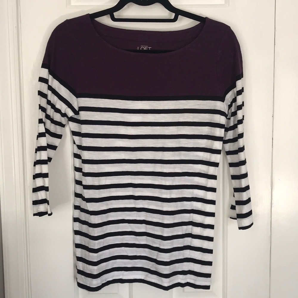 Striped shirt with color blocking